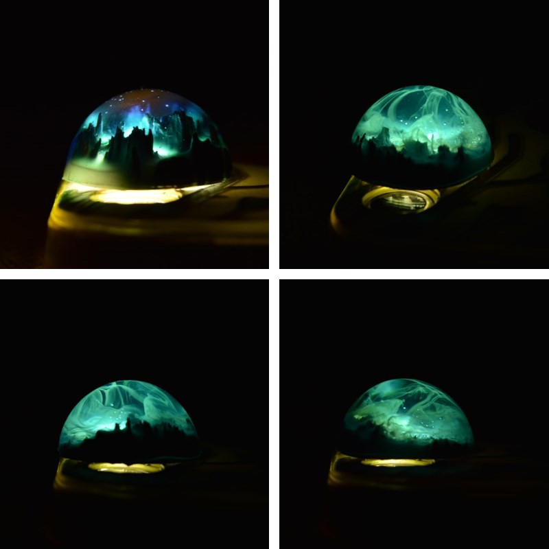 Phím Cơ Xuyên LED, Keycap trong suốt 3D, Phím Artisan Tinh Vân Lung Linh, Huyền Ảo
