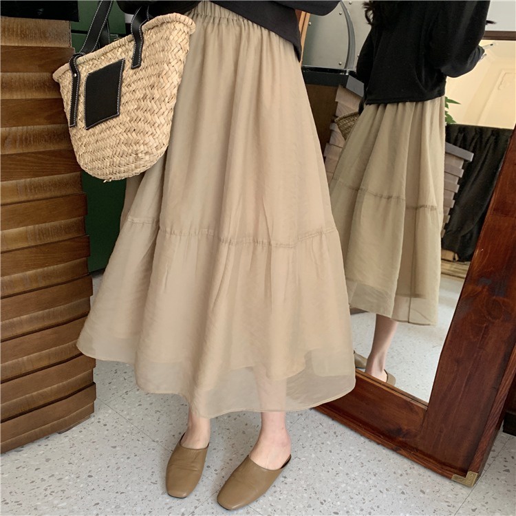 Chân váy NZN dáng chữ A lưng cao phối lưới phong cách Hàn Quốc thời trang dành cho nữ