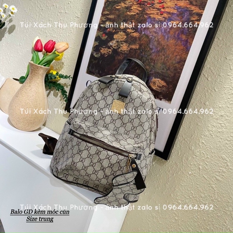 Balo đi học, đi chơi hoạ tiết chữ size 32 đựng vừa sách vở cho cả nam và nữ - tặng kèm móc treo cún (ảnh thật shop chụp)