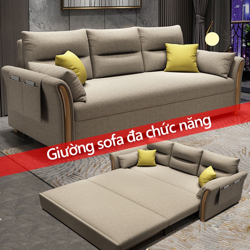 Giường sô pha ghế sô pha mở thành giường 1.8m giường gấp ghế sofa đa năng (Màu kaki) tiện dụng hiện đại FU322