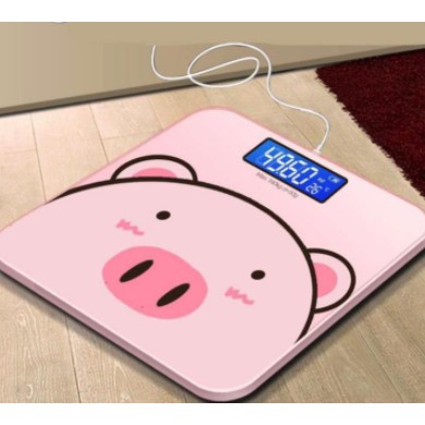 Cân điện tử PIGGY đáng yêu 180KG, cân sức khỏe có mặt kính cường lực và chế độ tiết kiệm pin