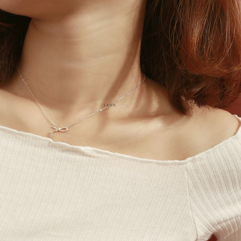 Vòng Cổ Thắt Nút Treo Đá Trắng BẠC S925 LANN N156