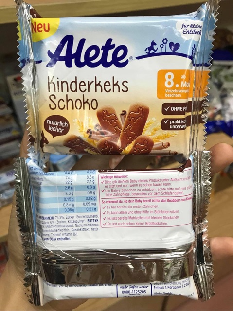 Bánh ăn dặm Alete vị lúa mạch cho bé 8m+ gói 45g (Đức)