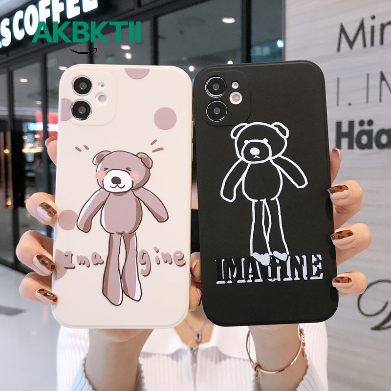 Ốp Điện Thoại Silicon Bảo Vệ Toàn Diện Chống Rơi Họa Tiết Gấu Cho Iphone 12 11 7 8 Plus X Xs Max Xr 12 11 Pro Max