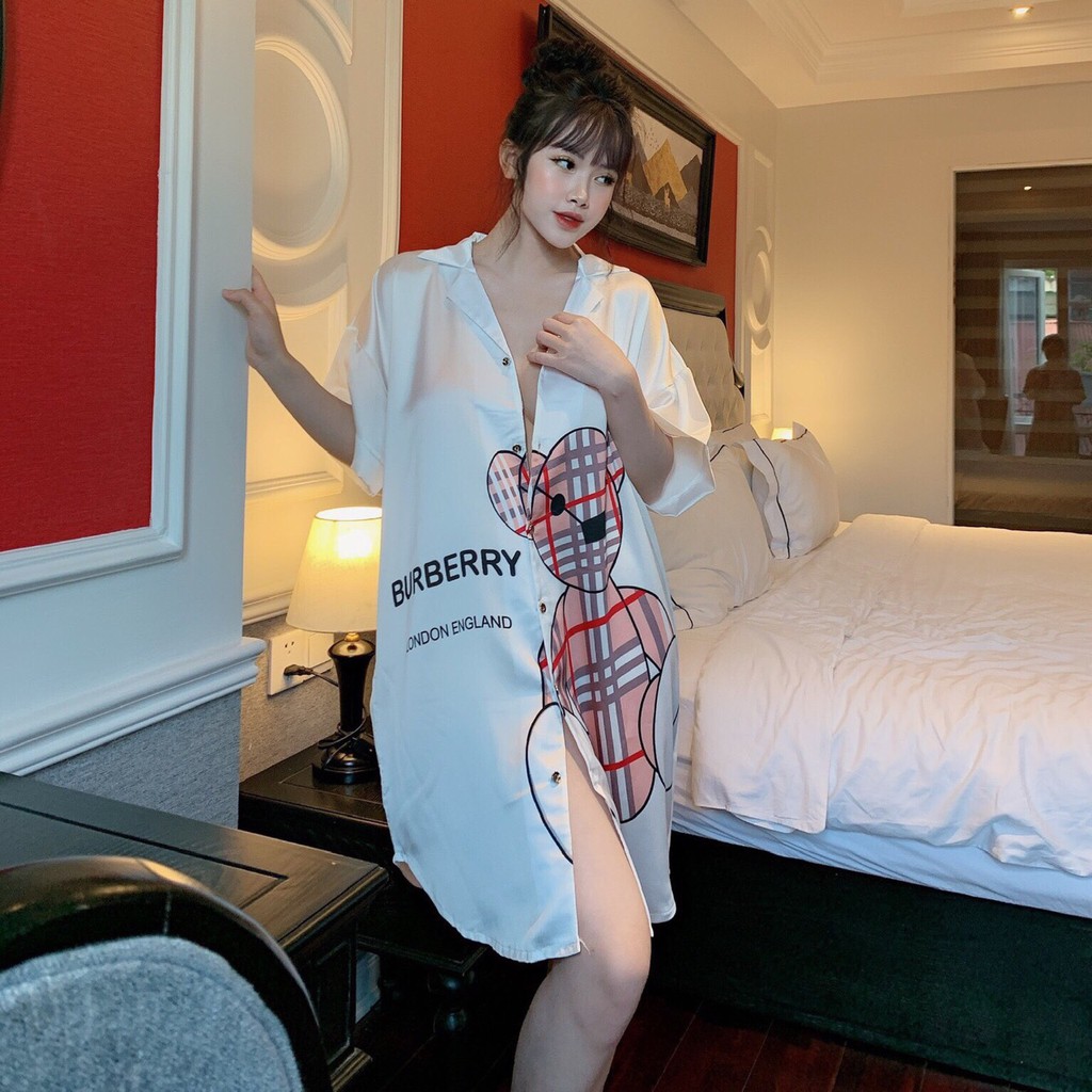 Váy Ngủ Dáng Sơmi Cực Xinh Chất Liệu Lụa Satin Mềm Mịn Phom 45-60kg | BigBuy360 - bigbuy360.vn