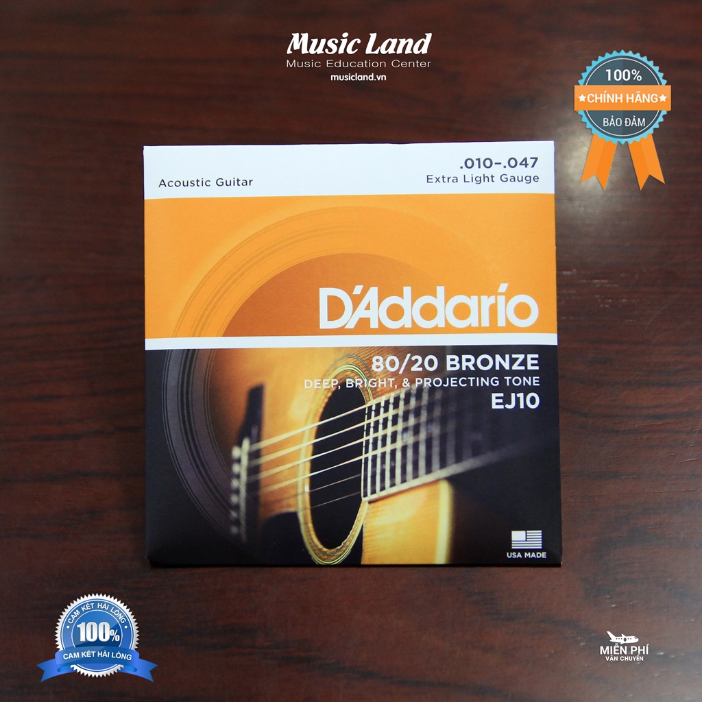 Dây Đàn Guitar Acoustic D'Addario EJ10 - Chính Hãng USA