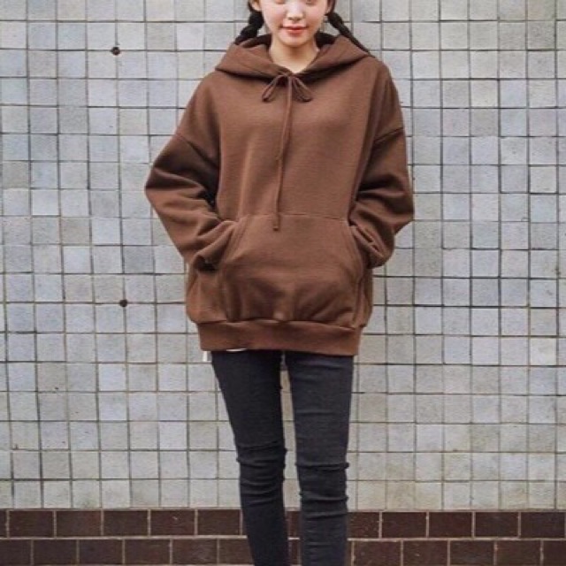 Hoddie nỉ bông nâu đậm unisex - Khoác nỉ chui đầu nâu socola có nón ( Ảnh thật + Video ) | BigBuy360 - bigbuy360.vn