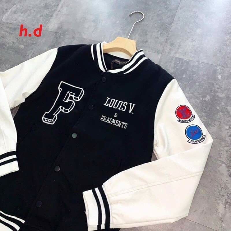 Áo Khoác Bomber Chữ F L cúc bấm nam nữJacket Unisex Chất nỉ vs gió Form &lt;55kgÁo Bóng Chày Phong cách Thể thao