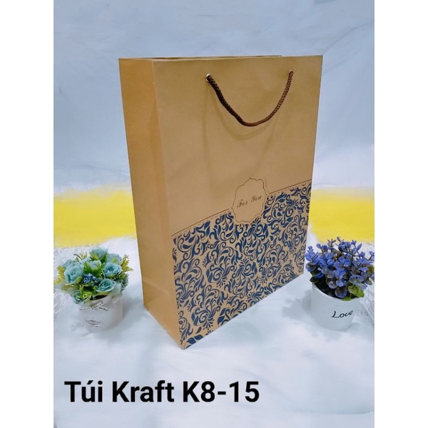 Túi giấy kraft hoa văn 30x40x12