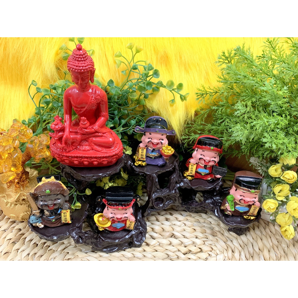 Tượng Phật Thích Ca cùng Ngũ Công Thần Tài tọa Đế 6 Chân (Hình Thật)