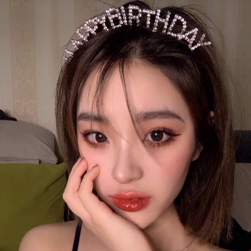 Băng đô hình chữ Happy Birthday đính đá lấp lánh vui nhộn cho nữ