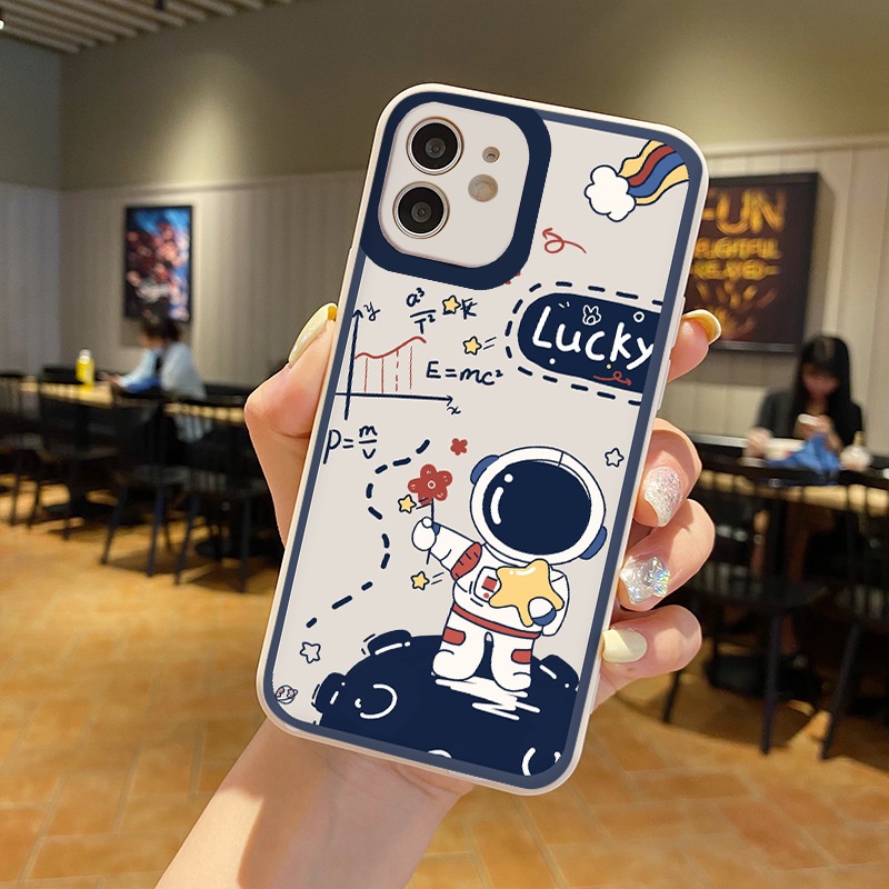 Ốp iphone Du hành Lucky ốp lưng vuông bảo vệ camera iphone 6 7 8 plus x xr xsmax 11 12 13pro max tr226