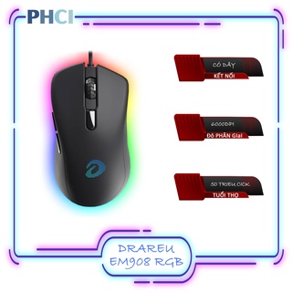 Chuột Gaming DareU EM908 LED RGB - Đen (Black) và Hồng (Queen Pink)