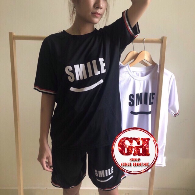 FREESHIP 50K - SET BỘ THỂ THAO ULZZANG UNISEX SMILE - SET NỈ THỂ THAO SỌC UNISEX