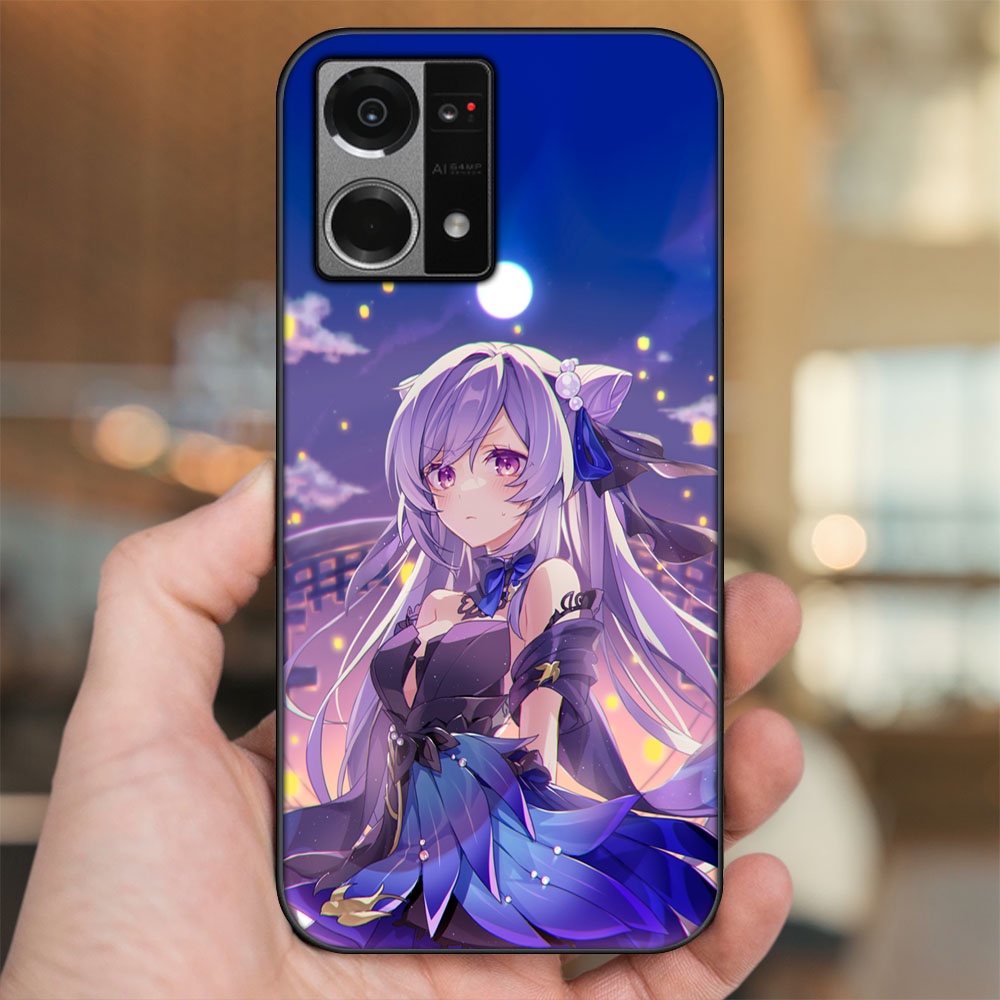 Ốp lưng Oppo Reno 7 4G viền đen in hình Keqing Genshin Impact