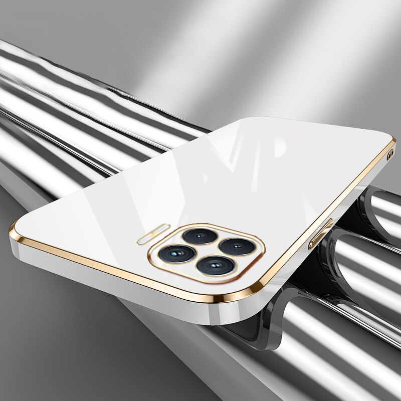 Ốp Điện Thoại Silicon Mạ Viền Sang Trọng Kèm Dây Đeo Cho OPPO A93 2020 Reno 4F F17 Pro