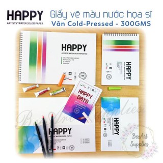 [ HỌA CỤ ONLINE ] Giấy vẽ màu nước Happy size A5/A4 tập 10 tờ