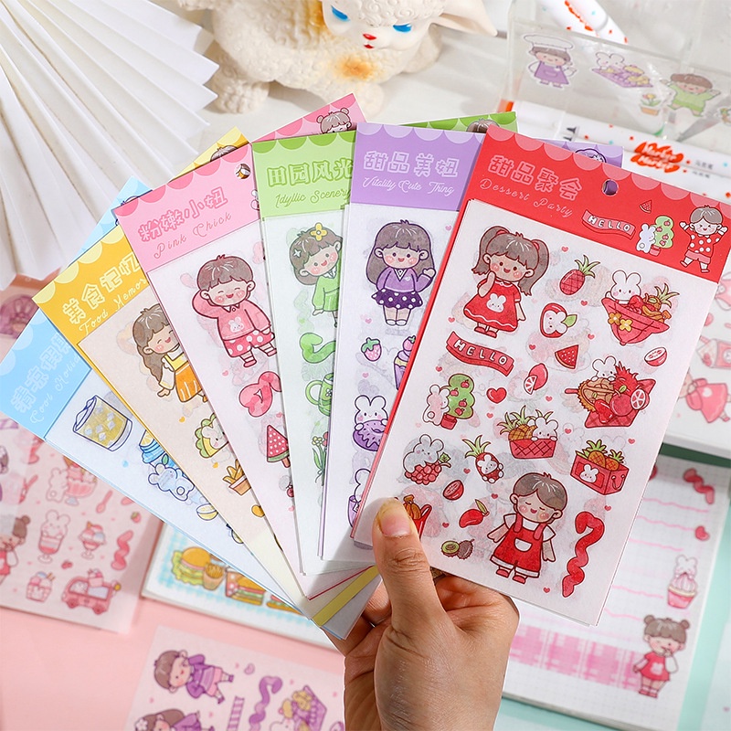 Sticker hoạt hình set 4 tấm sticker trang trí sổ nhiều mẫu dễ thương Gooo store