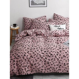 Bộ 5 món vỏ chăn ga gối mẫu BÁO HỒNG cotton poly | Set drap bo chun, 3 vỏ gối kiểu Hàn Quốc, chăn mỏng không ruột