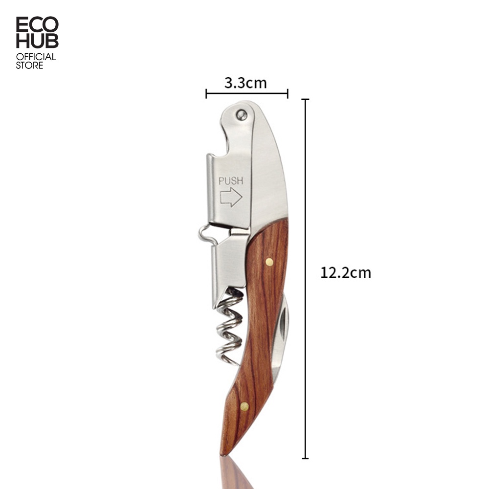 Dụng cụ mở rượu chuyên dụng ECOHUB có tay cầm bằng gỗ