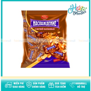 Kẹo Phủ Socola Nhân Hạt Hương Caramel Naslazhdenie Nga Gói 250gr