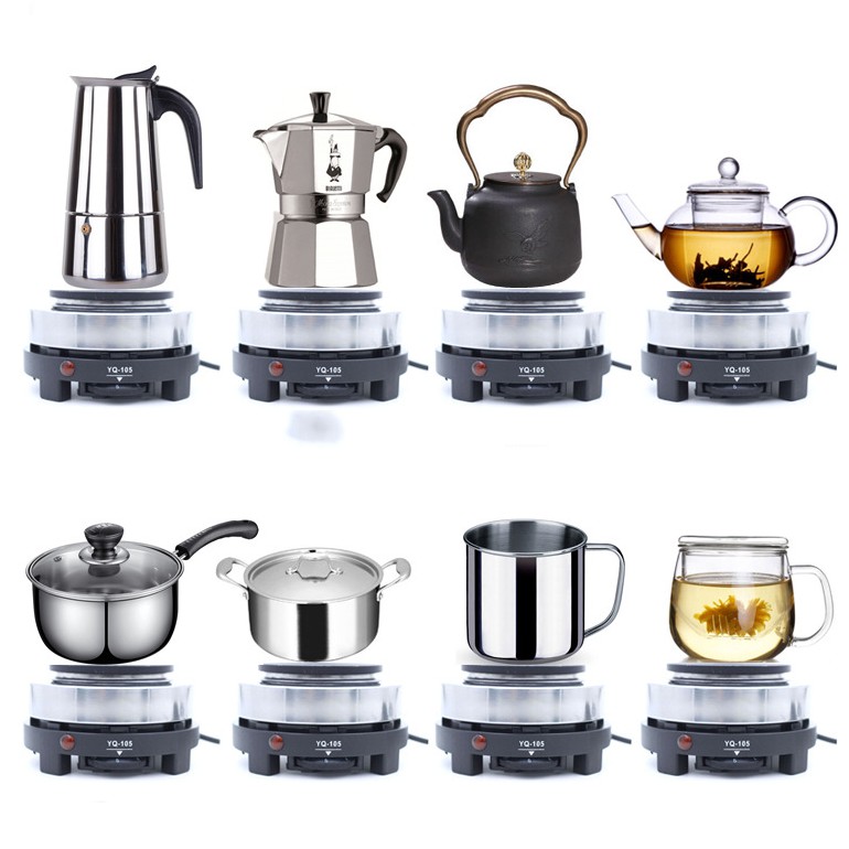 Bếp Điện, Mini Dùng Cho Ấm Pha Cafe Moka Pot, Công Suất 500W, Không Kén Nồi, Bếp Điện Pha Trà, Cafe