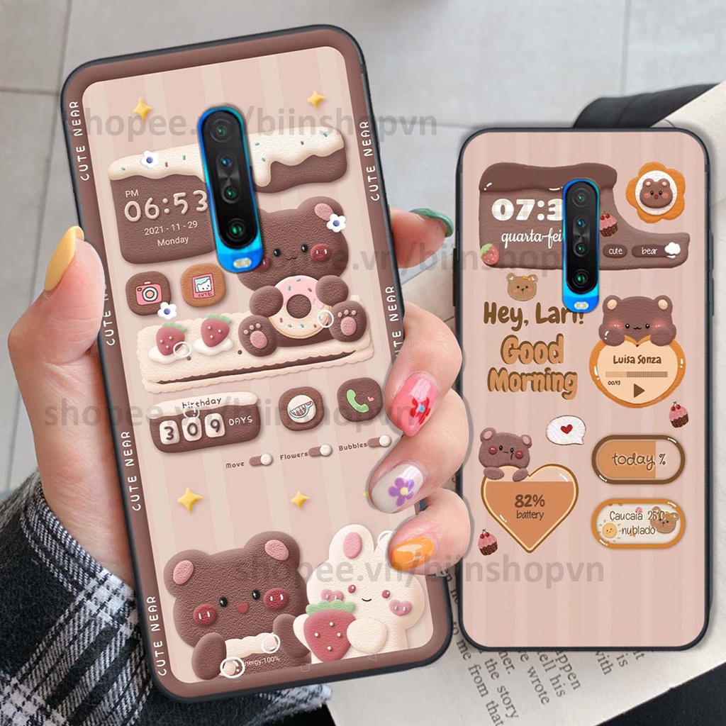 Ốp Xiaomi Redmi K30 / Redmi K30 5G in 3D icon gấu nổi siêu xinh, siêu đáng yêu, cá tính phong cách