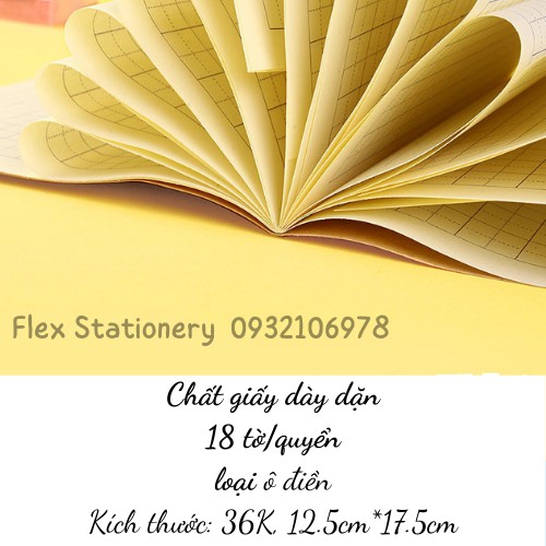TẬP LUYỆN VIẾT CHỮ HÁN Ô ĐIỀN CHO NGƯỜI MỚI BẮT ĐẦU HỌC KHỔ 36K