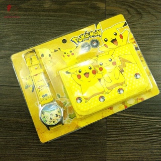 MVP347 Set 2 Ví và Đồng Hồ Họa Tiết Hoạt Hình Pokemon Dễ Thương Cho Bé