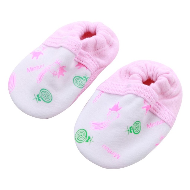 Giày vải Mintuu cotton HỌA TIẾT 100% 2 lớp mềm mịn cho bé 0-6m