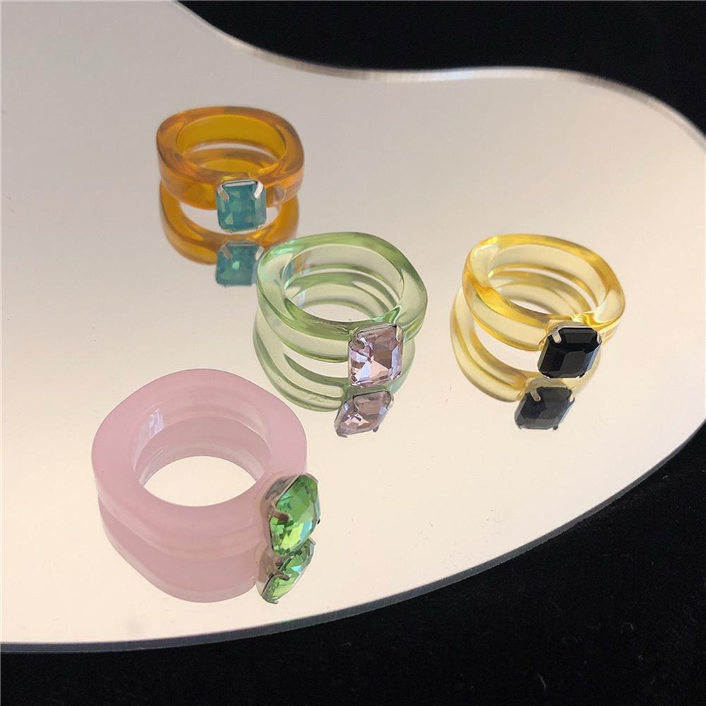 Nhẫn Resin Trong Suốt Kiểu Dáng Hình Học/Hình Học Nhiều Màu Phong Cách Retro Thanh Lịch Cho Nữ
