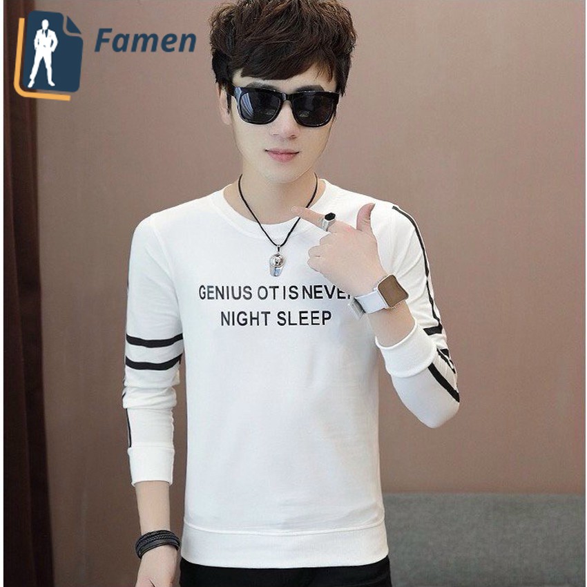 Áo thun tay dài nam, cổ tròn, chất cotton co giãn chống xù cao cấp tại shop Famen | BigBuy360 - bigbuy360.vn