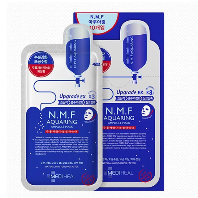 [Mã BMBAU50 giảm 7% đơn 99K] Hộp 10 miếng mặt nạ cấp ẩm cho da Mediheal N.M.F Aquaring Ampoule Mask 27ml x 10