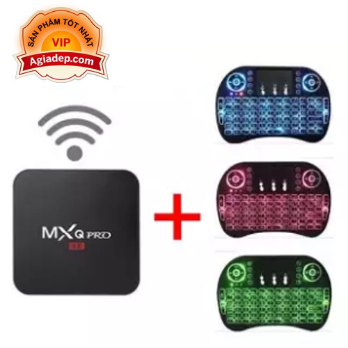  TVbox tivi box MXQ chip S905W xịn + Bàn phím Kiêm chuột mini (có ánh sáng) - (0003+0005)