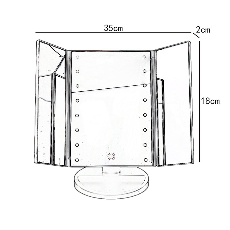 Gương Trang Điểm Để Bàn Có Đèn Led Phát Sáng Gấp Gọn Tiện Dụng