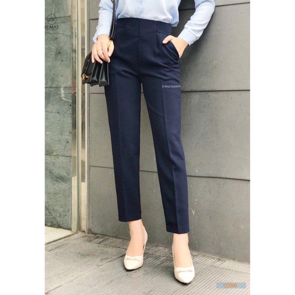 [Thiết kế mới 2021] Quần tây âu công sở nữ lưng cao Elimaz, khoá sườn chất vải dày dặn co giãn không bai xù Q2000 | BigBuy360 - bigbuy360.vn