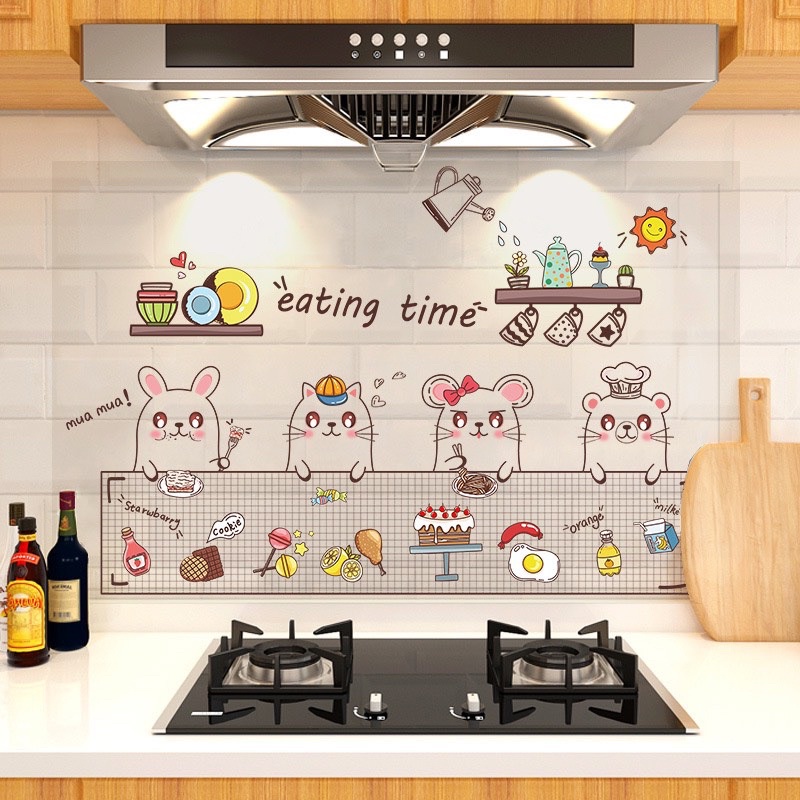 Miếng Dán bếp, Decal dán bếp chống dầu mỡ, chống chay kt 60*90cm