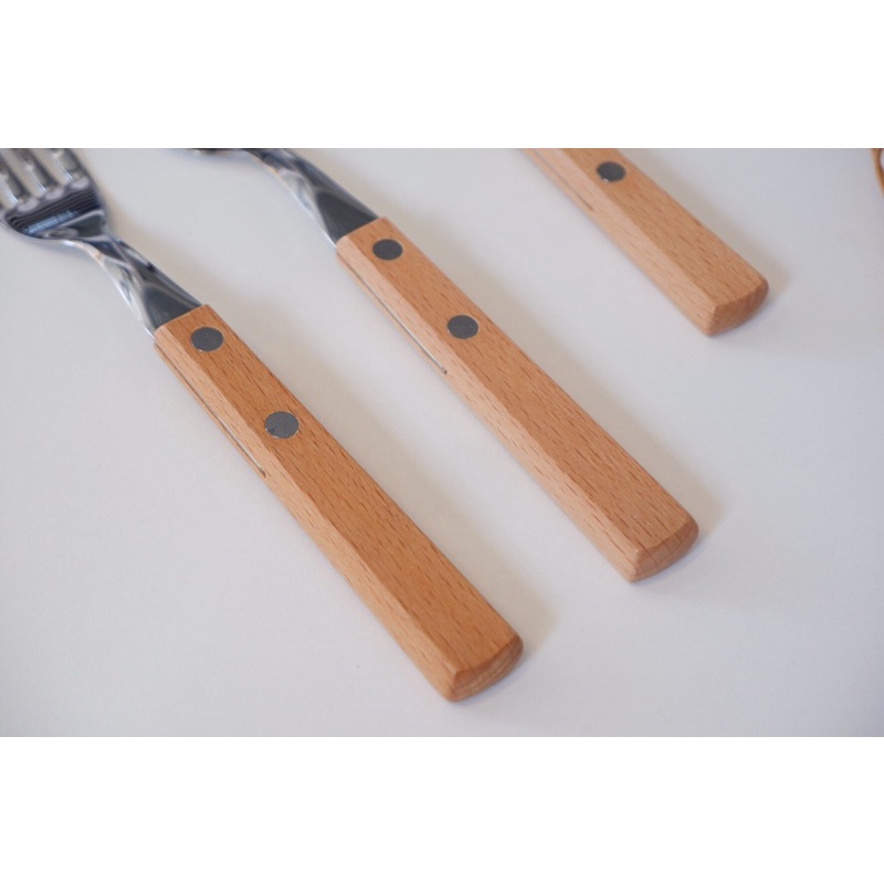 Bộ muỗng nĩa tay cầm gỗ 3 món