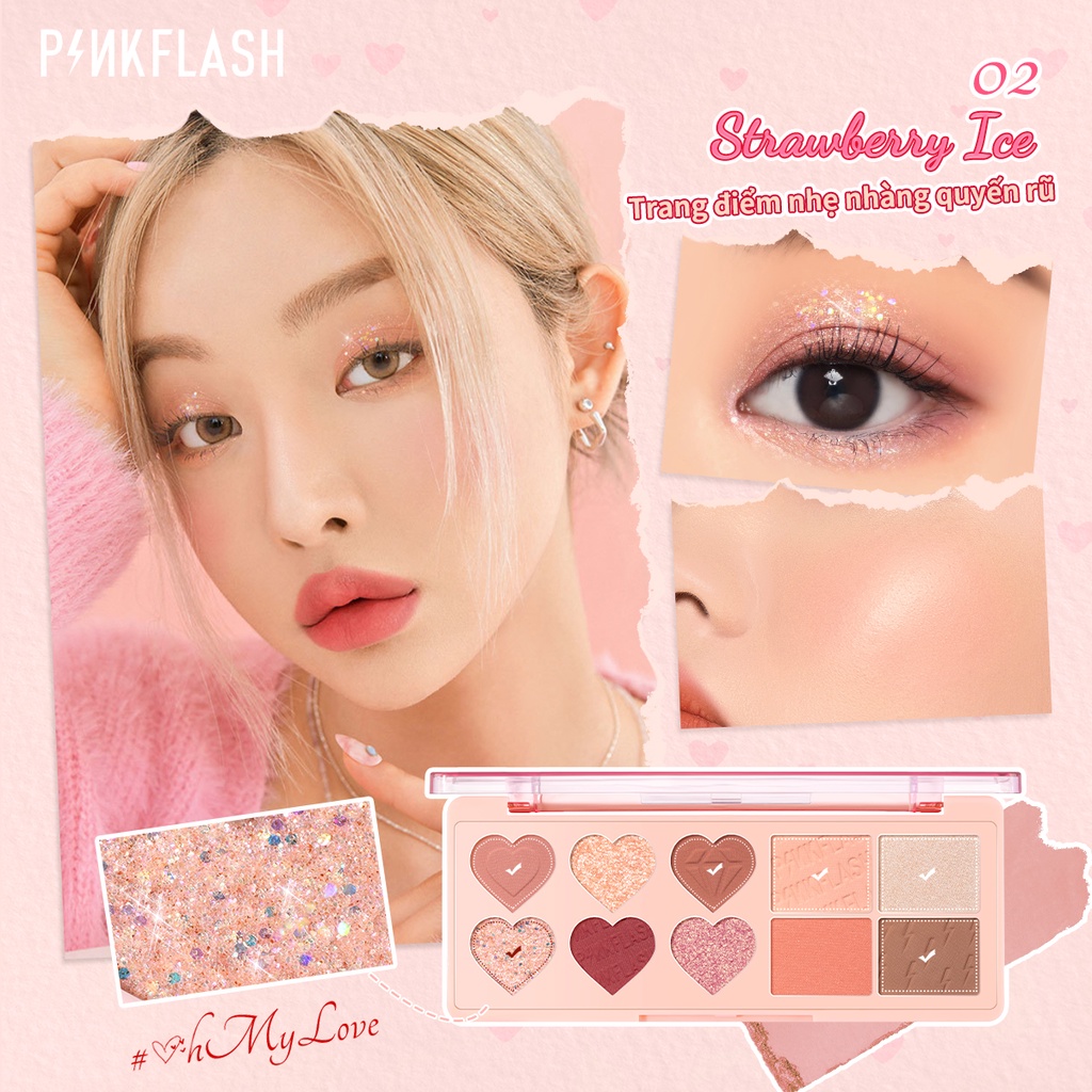 Bảng phấn mắt PINKFLASH PinkDessert độ lên màu cao nhũ ánh kim lâu trôi trang điểm đa năng 100g | BigBuy360 - bigbuy360.vn