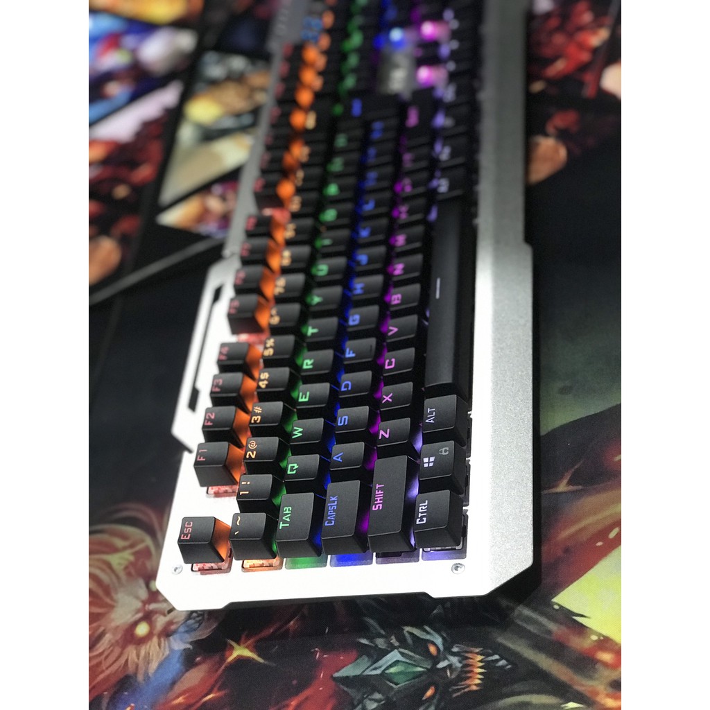 BÀN PHÍM CƠ RED SWITCH CHUYÊN NGHIỆP DÀNH CHO GAME THỦ AULA F 2008 MÀU BẠC CỔNG USB CÓ ĐÈN LED