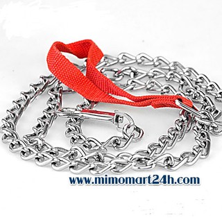 Xích Chó Mèo mạ đẹp có tay cầm màu đỏ