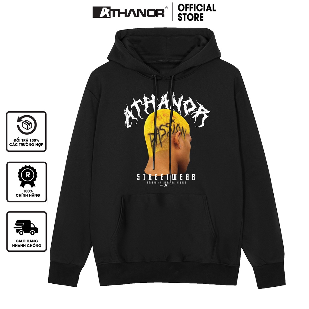 Áo Hoodie Unisex ATHANOR Chất Nỉ Bông 100%cotton 350 gsm Form Basic In hình Cực Chất HDT908