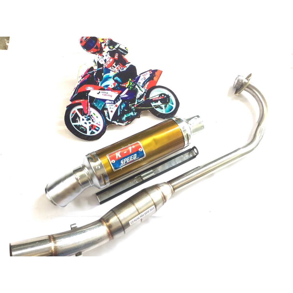 Pô K1 VÀNG cổ bầu hơi inox exciter, winer, sonic, raider, satria, gsx, FZ, CBR, TFX, R15
