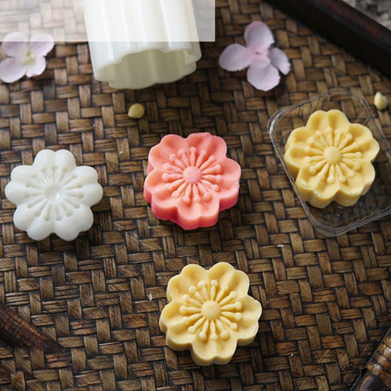 Set 4 Khuôn Nhấn Bánh Trung Thu Hình Hoa Anh Đào 3d