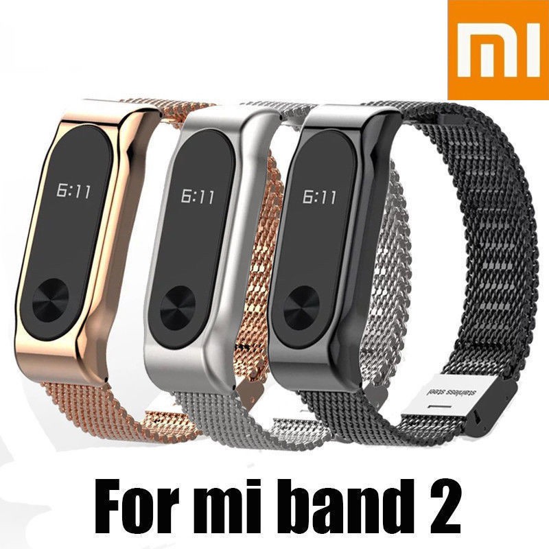 Dây Đeo Thay Thế Chất Liệu Kim Loại Dạng Lưới Thời Trang Cho Xiaomi Mi Band 2