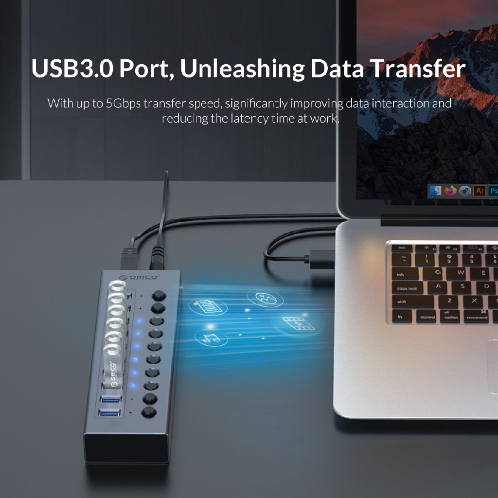 ORICO USB 3.0 Hub 7/10/13/16 Cổng USB Splitter cấp công nghiệp với bộ chuyển đổi nguồn Điều khiển chia Hỗ trợ bàn chải cho máy tính xách tay Máy tính bảng điện thoại di động