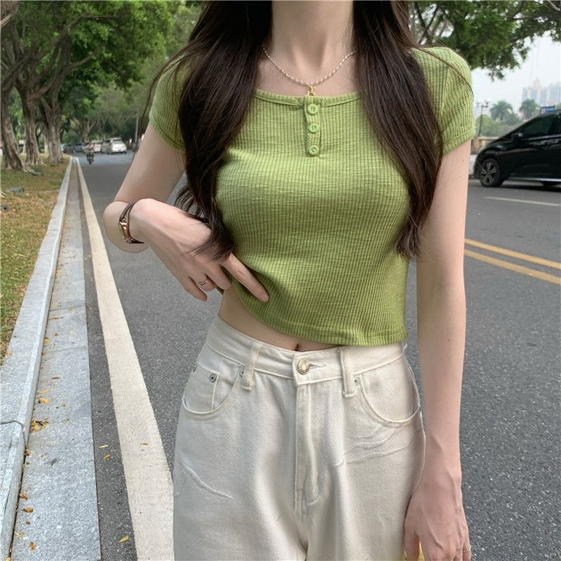 COZOK Áo Thun Tay Ngắn Dáng Ôm Thời Trang Cho Nữ