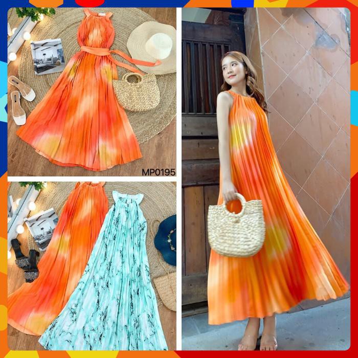 [Ảnh tự chụp] Đầm Maxi| Váy Maxi cổ yếm xếp ly