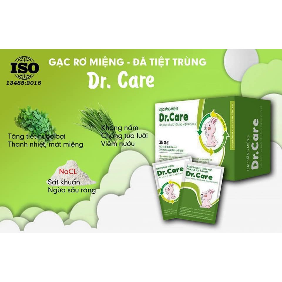 Gạc rơ lưỡi Dr.Care cho bé, vệ sinh răng miệng tưa lưỡi cho trẻ từ sơ sinh