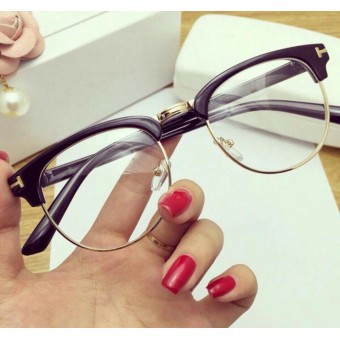 Mắt Kính Unisex Nam nữ form Tròn nửa gọng Phong Cách Hàn Quốc - Hata24h
